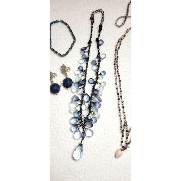 Lot Necklaces CLIP Earrings Bracelet Blue Loft Baublebar LC Napier Boho Retro - Picture 4 of 7